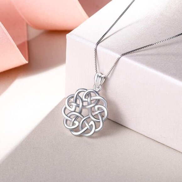 Sterling Silver Celtic Infinity Necklace 19.3in Gift for Women Boss Mom Friend - Picture 4 of 7